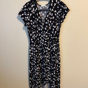 Chic Black and White Floral High Low Dress